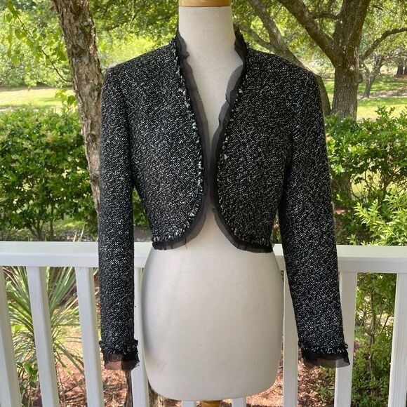 Lafayette 148 New York Tweed Cropped Evening Jacket - Picture 1 of 5